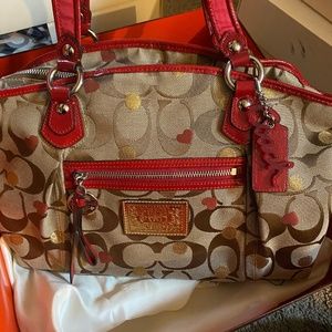 Red heart Poppy Coach bag
